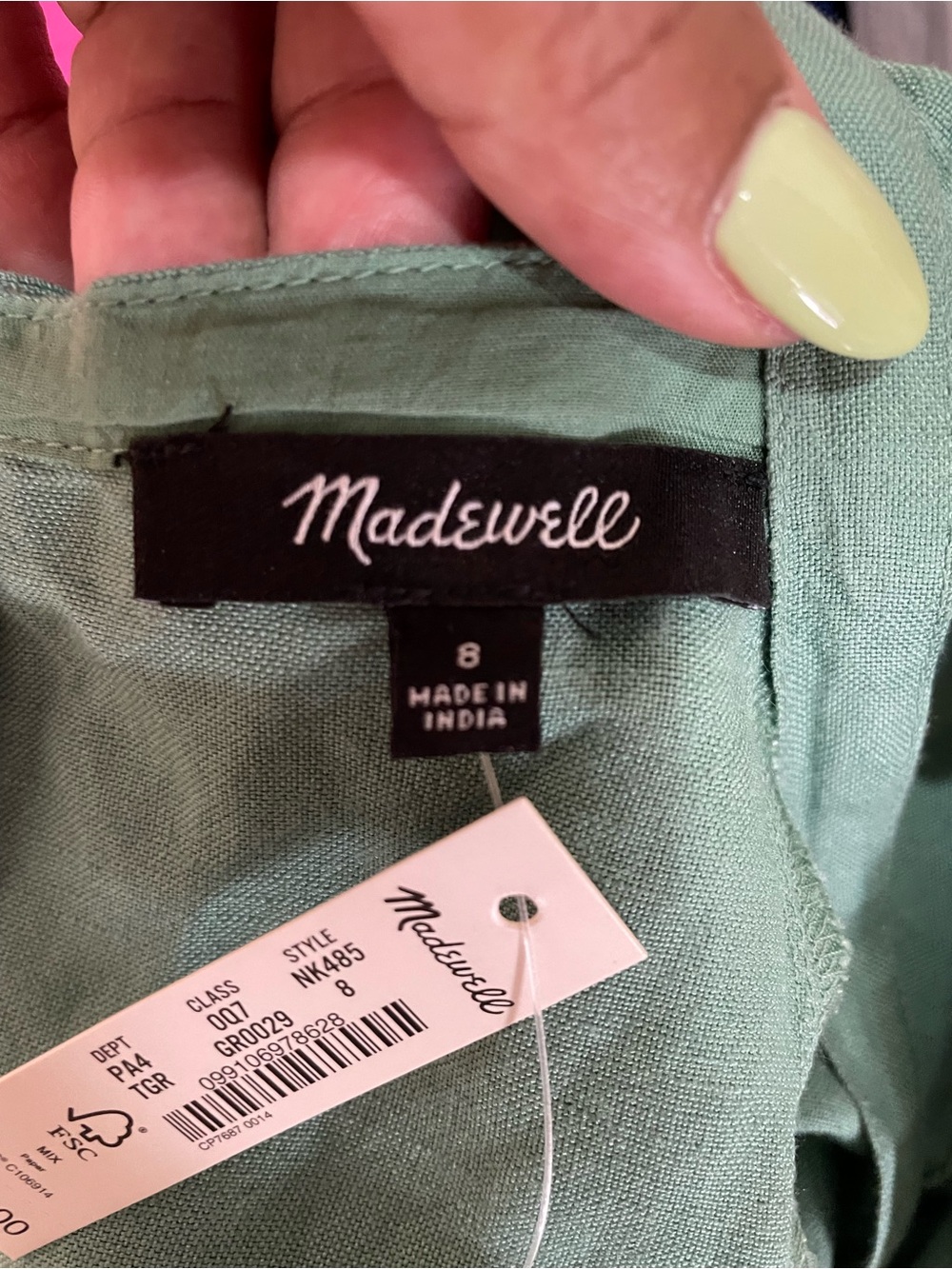 Madewell Linen Square-Neck Midi Dress in Sage - Picture 2 of 12